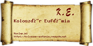 Koloszár Eufémia névjegykártya